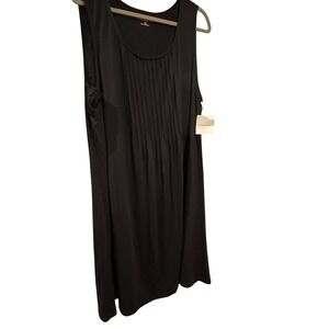 Croft Barrow NWT Sleeveless Pleated Front Dress Women 1X Black Stretch Comfy